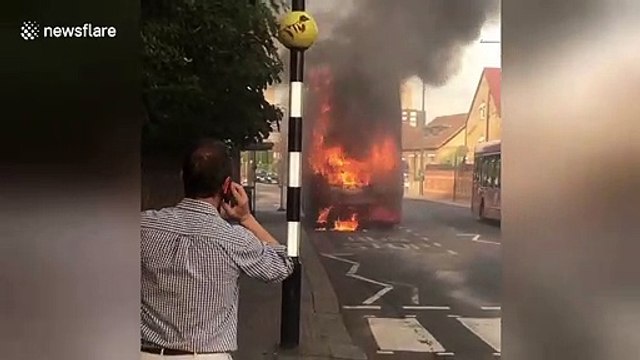London bus in engulfed in flames in East Sheen