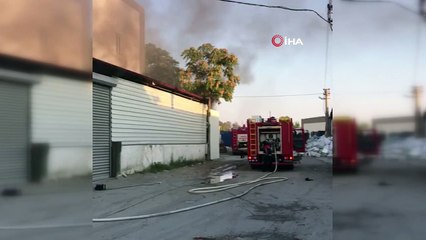 Yanan iş yerinde mahsur kalan köpek kepenkler kesilerek kurtarıldı