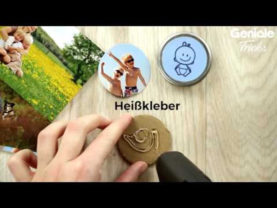 Bilder von deiner Familie - DIY Anleitung für Kühlschrank Magneten aus Babygläschen