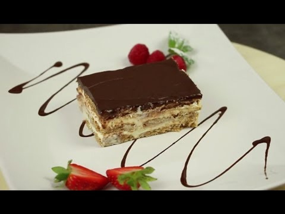 Eclair Kuchen Rezept ohne backen mit Keksen