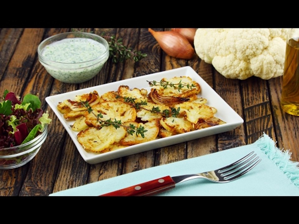Gerösteter Blumenkohl mit Joghurt Dip: Ein Gemüse Rezept aus dem Backofen