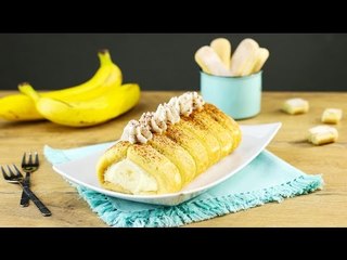 Kein Herz aus Gold, aber aus Banane: fluffige Löffelbiskuit-Rolle.