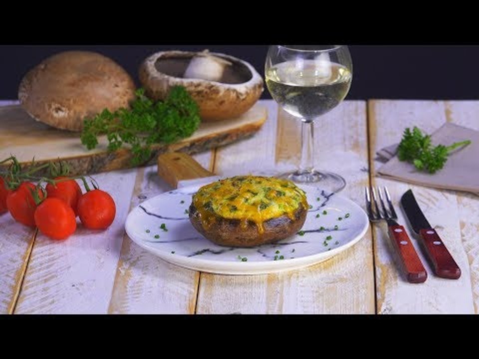 Champignons gefüllt und gegrillt aus dem Ofen - ein leichtes vegetarisches Rezept