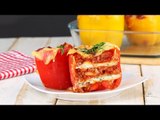 Lasagne Rezept aus der Paprika als handliche Alternative zur Auflaufform