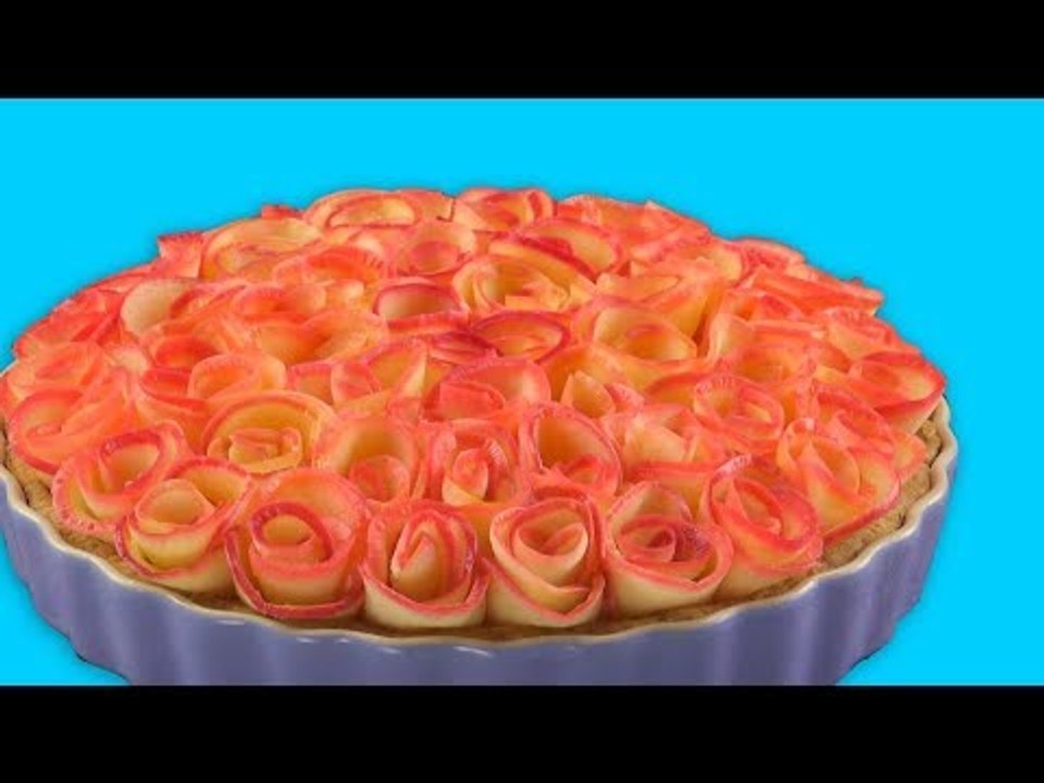 Apfel Torte mit Rosen - leichtes Back Rezept für eine bildschöne Apfeltarte