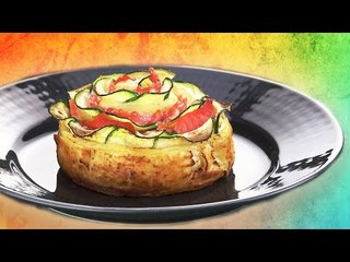 Zucchini Fingerfood aus dem Ofen - Rezept für Zucchini Blume im Blätterteig mit Käse und Lachs