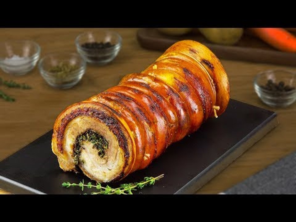 Porchetta Schweinebauch Rollbraten - ein italienisches Rezept für würzigen Braten