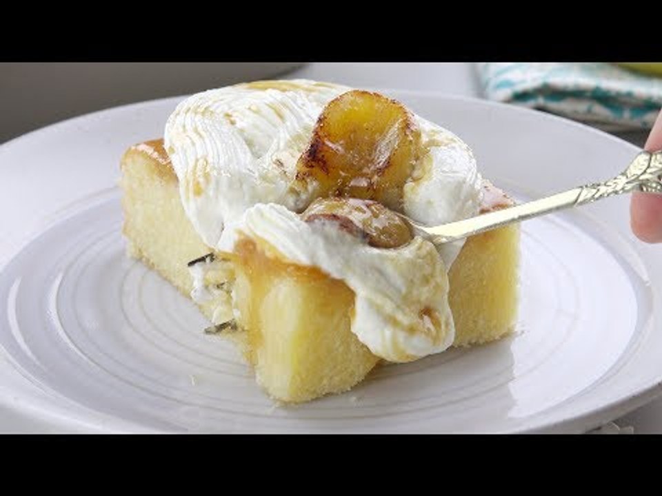 Bananenkuchen mit Karamell - ein Rezept für einen grandiosen saftigen Poke Cake