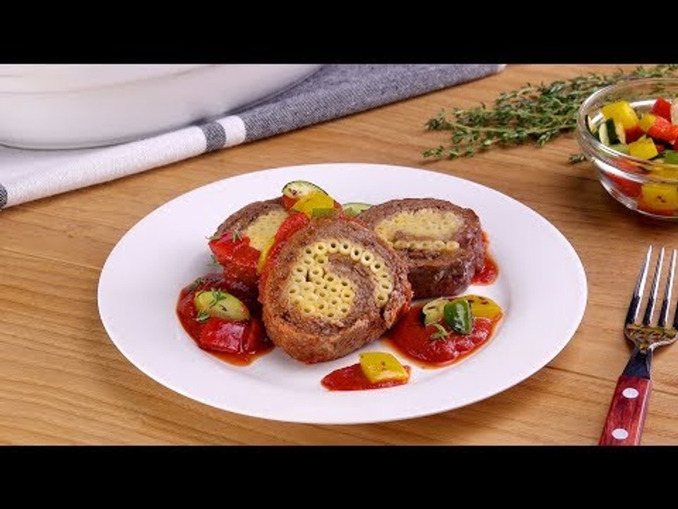 Nudelauflauf - Variante: die Nudel Hackfleisch Rolle - ein herzhaftes Rezept mit Makkaroni