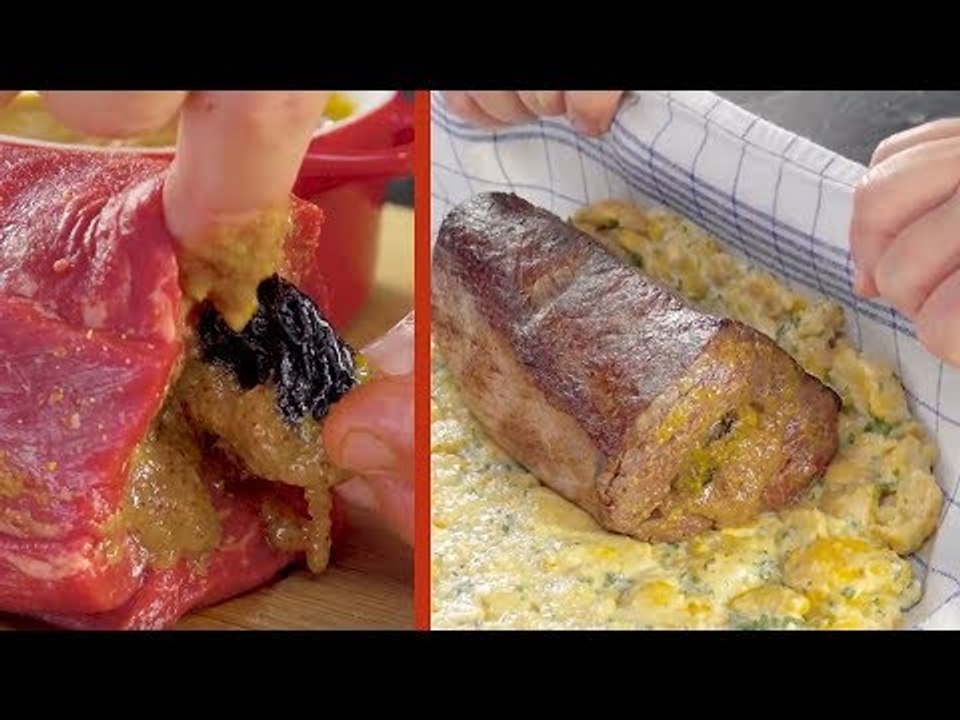 Wickle das pure Essen in ein Handtuch. Wenn du es wied...