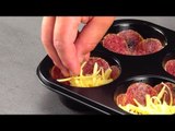 Die Salami gehört in die Muffinform. Mit 2 weiteren Zutaten wird das der Hit!
