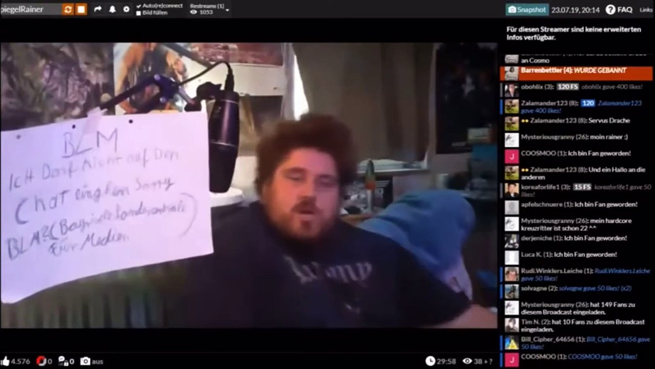 Drachenlord Besuch 23.07.2019 Eierwurf während Stream