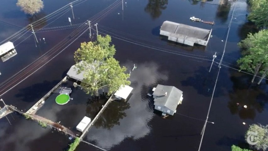 The aftermath of a hurricane, seen from a drone