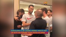 Iniesta reunites with former Barcelona teammates