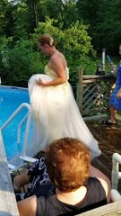 Newlywed Couple Cool off After Summer Wedding