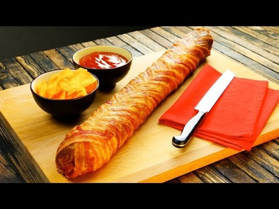 Bacon-Wrapped Salami Baguette