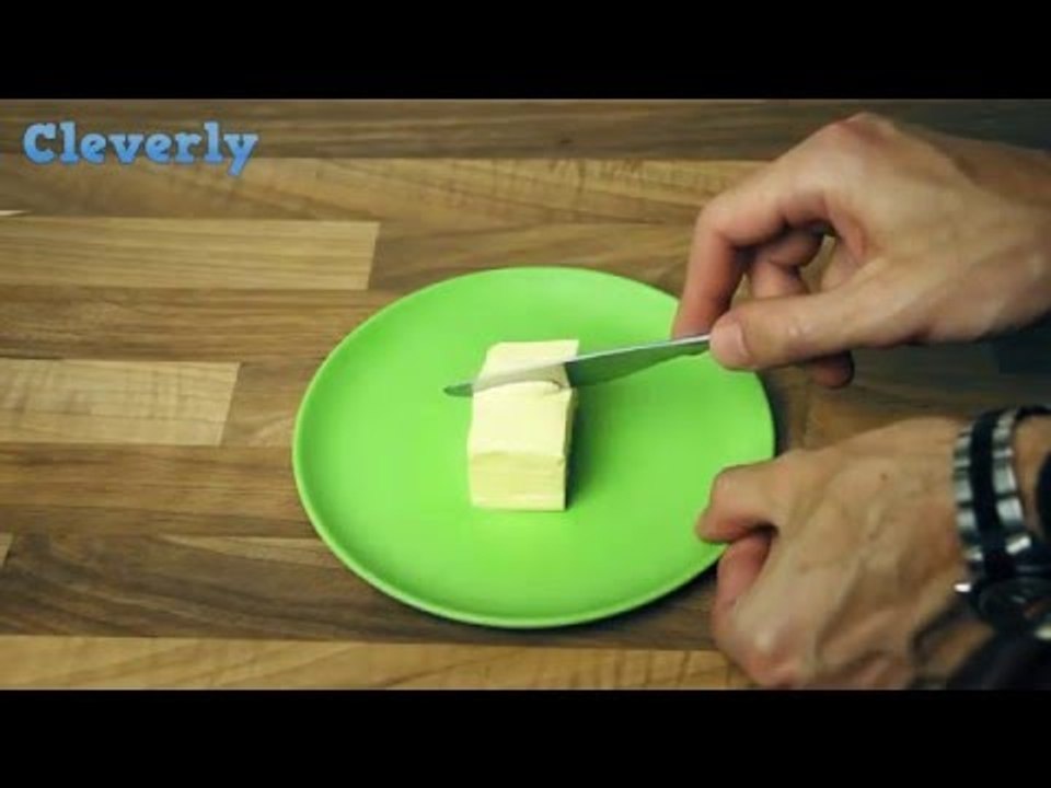 Put A Glass Over A Piece Of Hard Butter. 2 Minutes Later, You've Got The Perfect Breakfast.