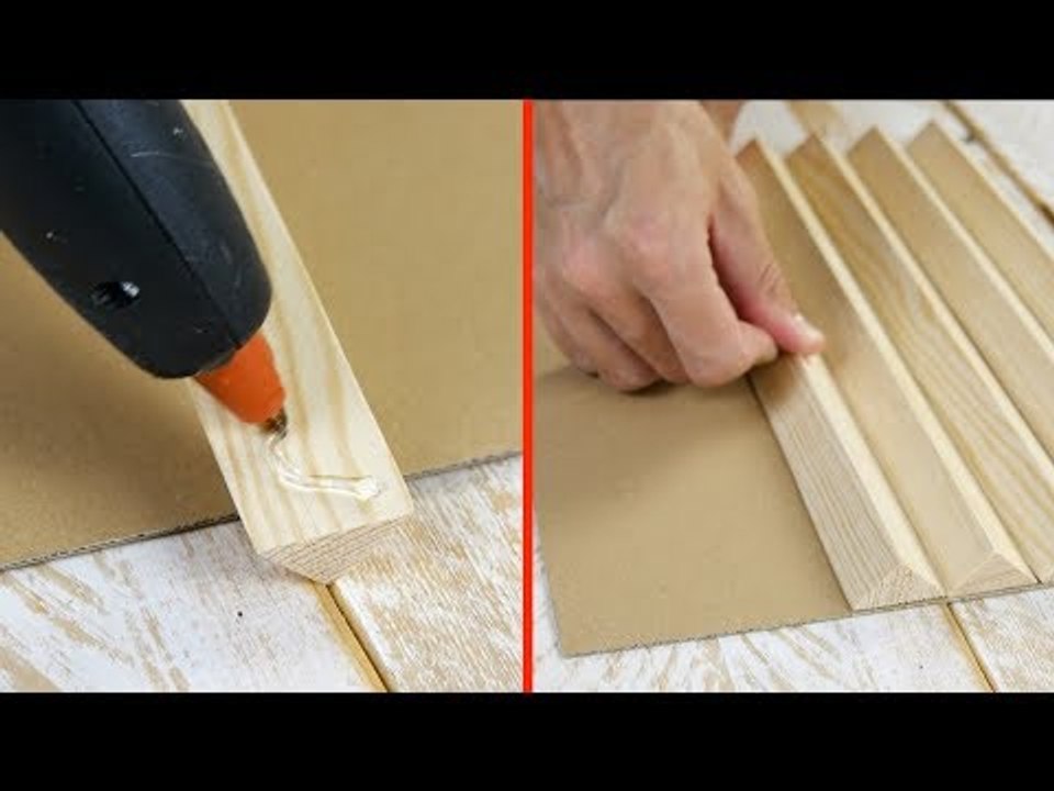 Stick 3-Cornered Wooden Strips On Cardboard. The Result Is An Optical Illusion That's Second...