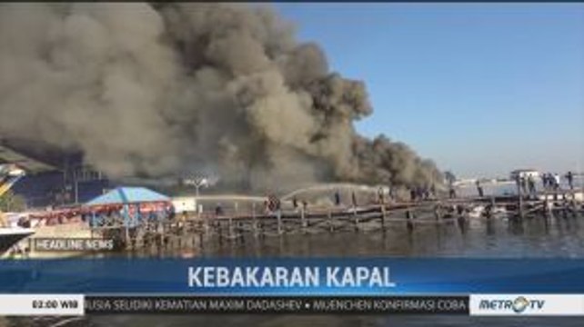 Kapal Polairud Polda Sulsel Terbakar