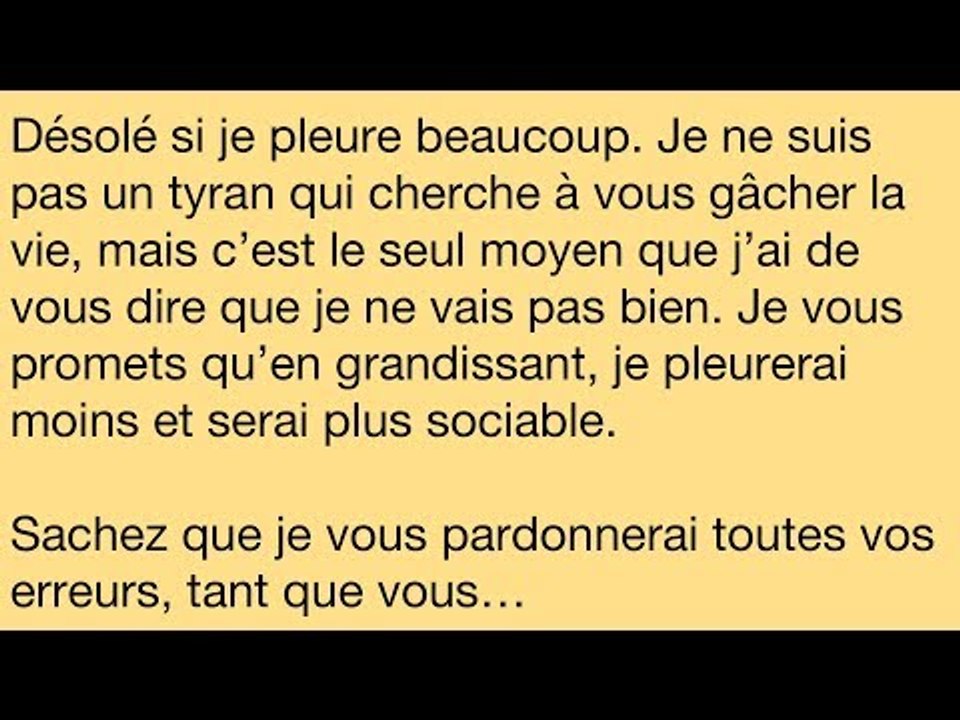 Cette lettre d'un enfant à ses parents est déc...