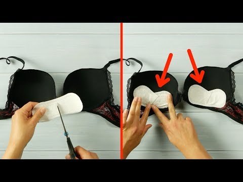 Corte os absorventes e cole-os em seu sutiã.