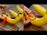 Truque genial: corte 3 bananas ASSIM e coloque isto dentro delas. Você não vai querer outra coisa!