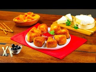 Salgadinhos de camembert com avelã e presunto de parma