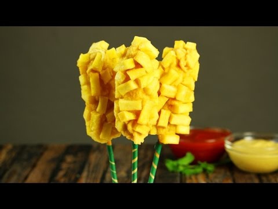 Uma novidade dourada: Espeto de salsicha e batata frita