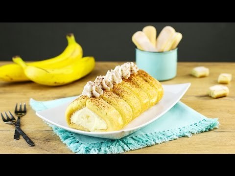 Um biscoito clássico + pudim de banana: rolo de biscoito champanhe