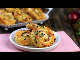 Pequeno, mas cheio de sabor: rolinho folhado de queijo e bacon
