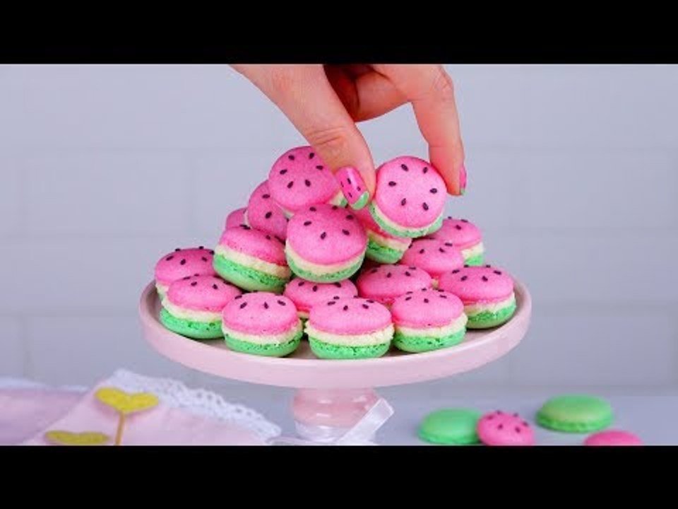 Lindos e fáceis de fazer: macarons melancia