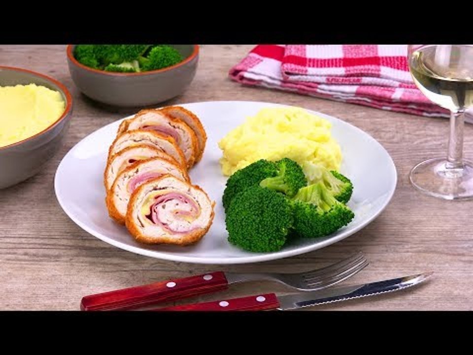 Para um almoço elegante: filé de frango à Cordon Bleu com béchamel