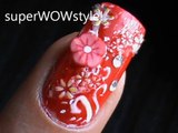 Red Flowers! - Fimo Cane Nail Designs