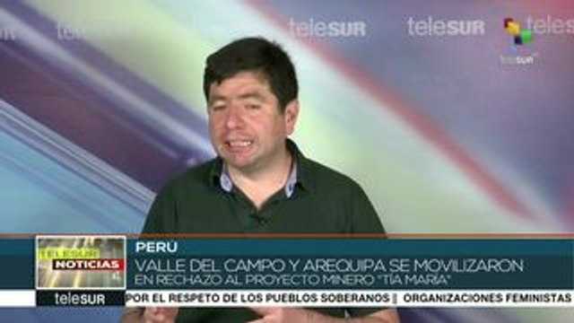 Perú: movilizaciones contra proyecto minero Tía María en Arequipa