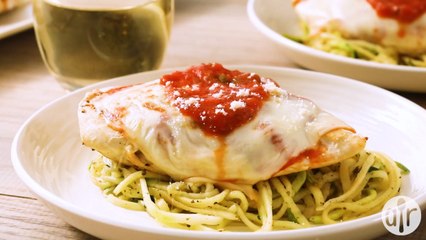Chicken Parmesan with Zucchini Pasta