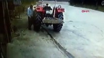 Traktör lastiğinin patlama anı kamerada