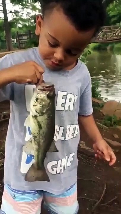 Little Boy Scared Of A Fish