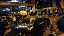 Hong Kong protesters smash up car in Yuen Long