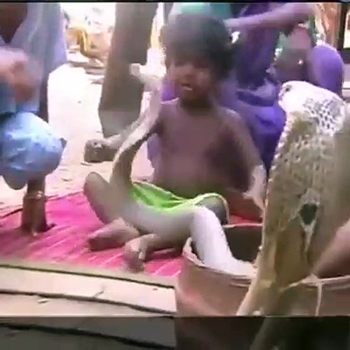 Baby playing with snake