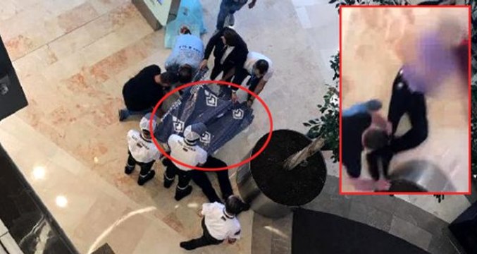 AVM'de gezerken yemekhane katından zemin kata kafa üstü düştü!