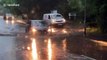 Torrential rain in Oldham, UK leaves roads flooded