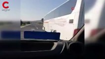 Camı kırık otobüs, 100 km hızla yolculuk yaptı