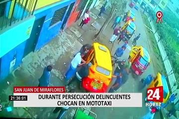 SJM: delincuentes chocan mototaxi en plena persecución