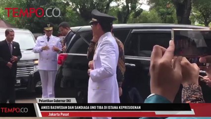 Anies Baswedan Sandiaga Uno Tiba di Istana Kepresidenan