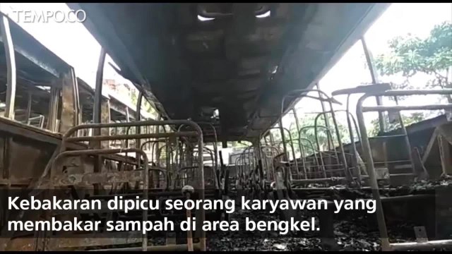 Bakar Sampah, Empat Bus Pariwisata Ikut Terbakar