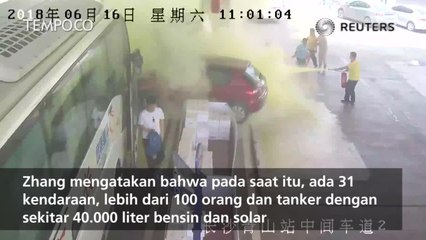 Staf Pompa Bensin Dapat Hadiah 800.000 Yuan Karena Padamkan Api