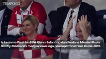 Ekspresi Presiden Kroasia Saat Timnya Beraksi di Piala Dunia 2018