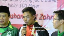 Tiba di Indonesia, Lalu Muhammad Zohri Disambut Meriah Menpora