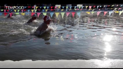 Sensasi Berenang di Kolam Beku pada Festival Es Harbin