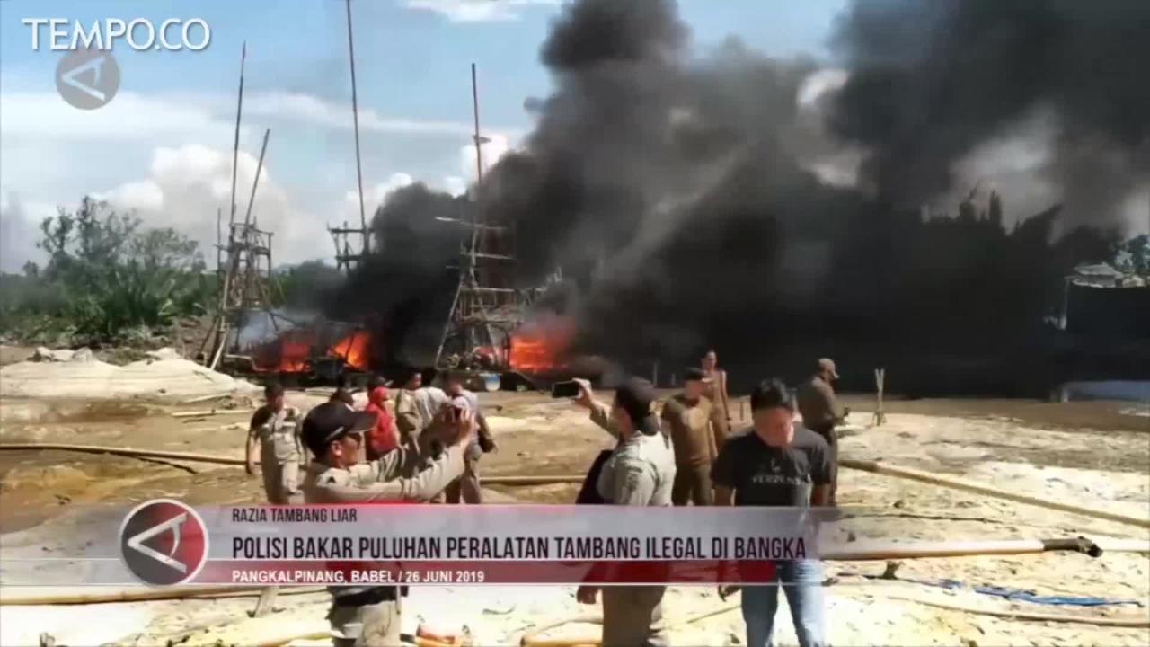 Diduga Rusak Hutan Lindung, Polisi Bakar Peralatan Tambang Ilegal